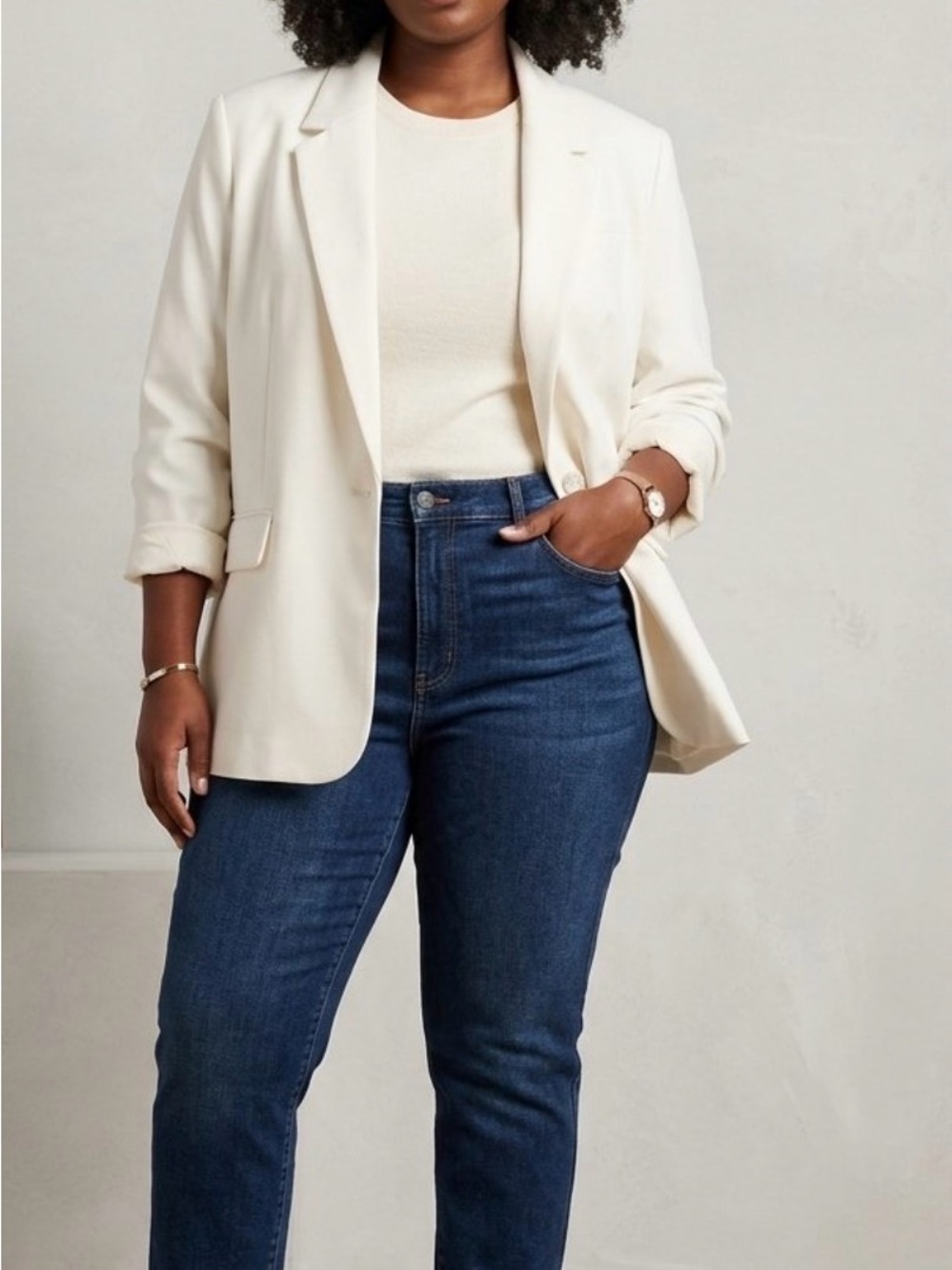 Abercrombie & Fitch,XL,ivory blazer,lined,minimalist,office,needs dry clean